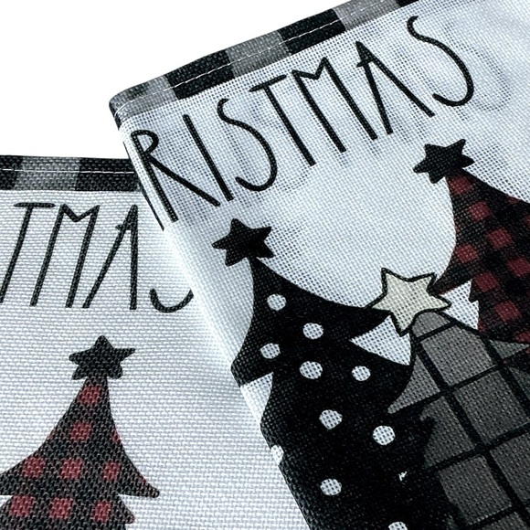 Christmas Placemats Trees Buffalo Plaid Placemats Black White 12 x 18 4 PC Set - Picture 5 of 16